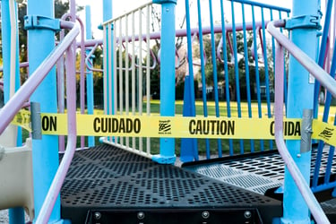 Caution tape on a playground